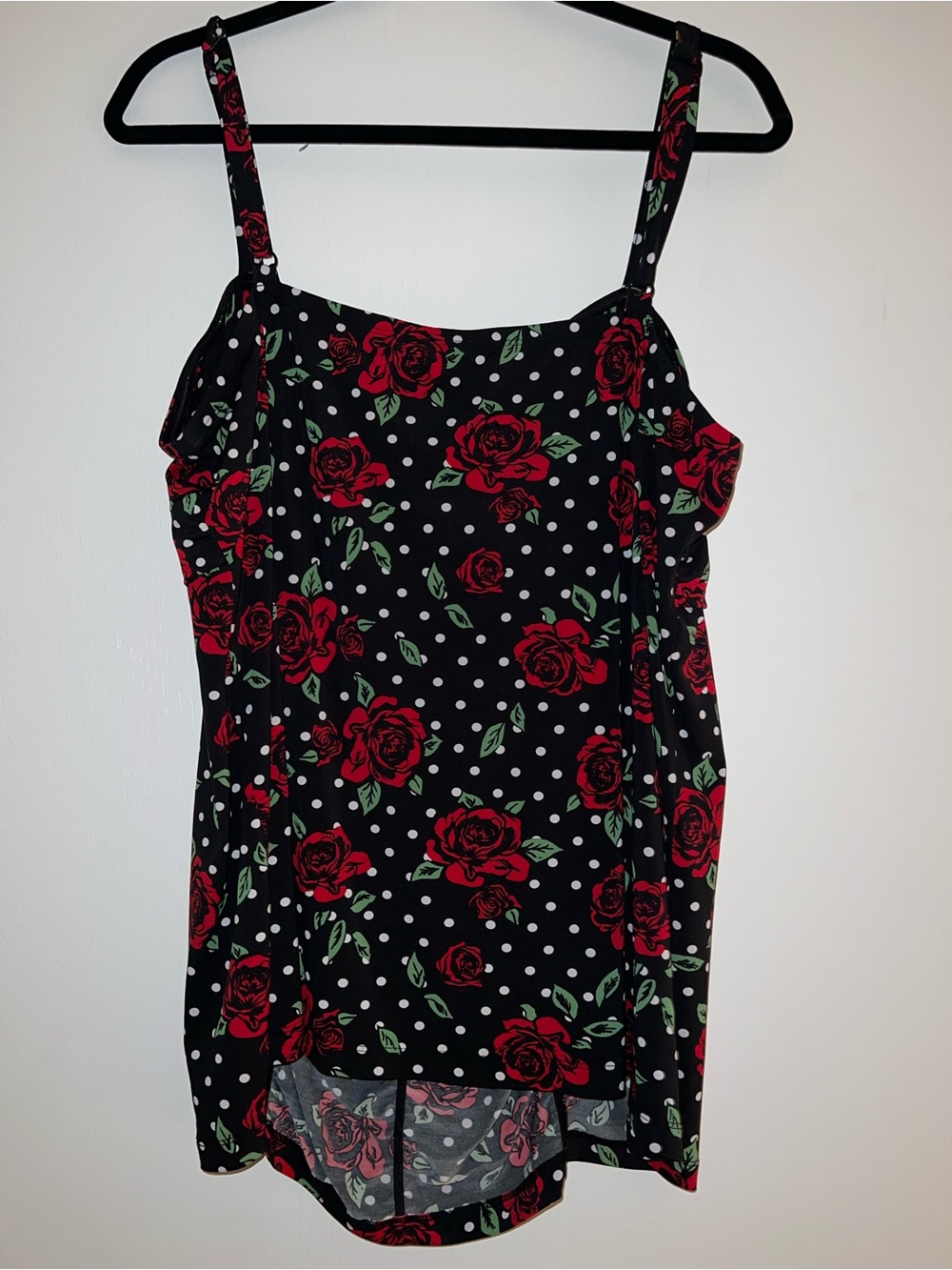 Torrid Black Floral Polka Dot Cami Top with Red Roses - Picture 5 of 5